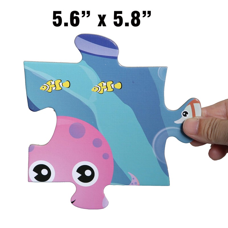 ZazzyKid Underwater 48-Piece Puzzle for Ages 3-5: Educational Underwater Jigsaw