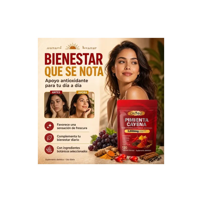 Gwynne Pimienta Cayenne 3000mg 120 Cápsula,suplemento 12 En 1 Con