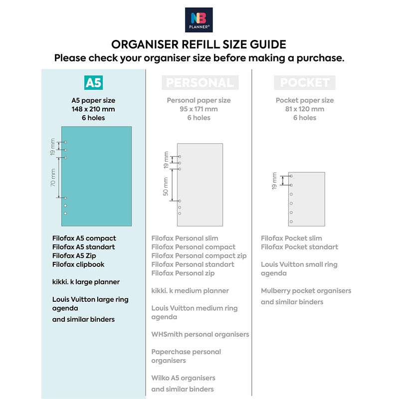NBplanner A5 Website & Password Tracker Organiser Refill Insert Filofax
