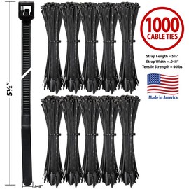 Bar Lok Cable Ties by Avery Dennison – Nylon Zip Ties & Wire Bundling Ties - Bar-Lok Ties are Made in America (5.5" x 1000)