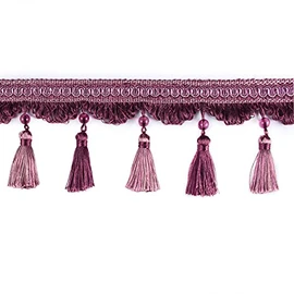 HedongHexi - Flecos de borla de 5.25 yardas x 4 pulgadas, adornos de flecos de lujo hechos a mano con abalorio para decoración de sofá y vestido