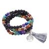 QGEM 108 Beads Gemstone Yoga Bracelet Wrap Amber Chakra Life