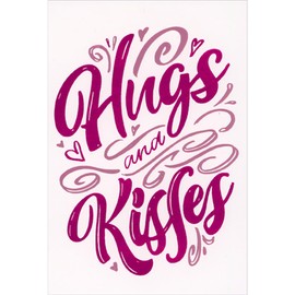 Pictura Hugs And Kisses Hot Pink Foil Script Valentine's Day Card for Wife