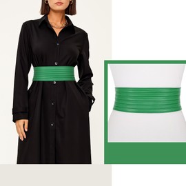 XZQTIVE Wide Elastic Belts for Women Dresses Black Waist Corset Belt for Women Fashion Wide Stretchy Belts, Elegant Green, Fits Waist Sizes 26-29 inch