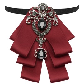 GHTIYLP Mens Bow Tie Pre Tied Satin Ribbon Rhinestone Bowtie for Men (Burgundy)