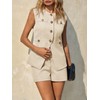 Tankaneo Womens 2 Piece Outfits Casual Suit Sets Sleeveless Button