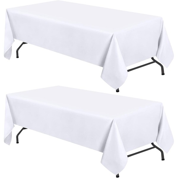 WEALUXE White Table Cloths for 6 Foot Rectangle Tables, 2-Pack,