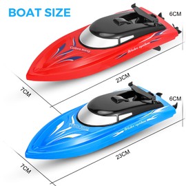 Twister.CK 2PACK RC Boat,Remote Control Boats for Kids and Adults,10km/H 2.4G High Speed Remote Control Boat,Fast RC Boats for Pools and Lakes with 4 Rechargeable Battery.(Blue+Red)
