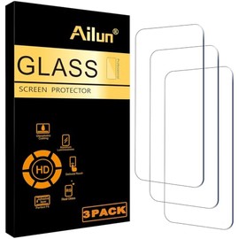 Ailun - Protector de pantalla de vidrio templado para iPhone 16 / iPhone 15 / iPhone 15 Pro [6.1 pulgadas] Paquete de 3, compatible con Dynamic Island