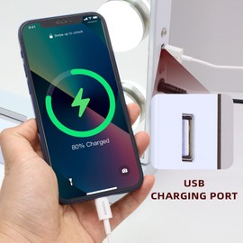 VANITII Hollywood Vanity Mirror with Lights USB Charging 22.8”*18.1” Lighted Makeup Mirror with 15 LED Bulbs Dimmable 3 Modes Tabletop for Cosmetic