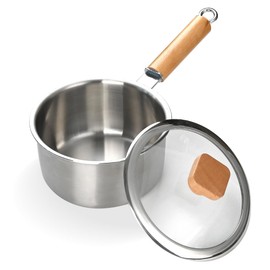 Amafox 1.5QT Saucepan with Lid, Uncoated Non-Toxic Stainless Steel Sauce Pan, Induction Base Sauce Pot with Staly-Cool Handle for Most Cooktops, Dishwasher Safe