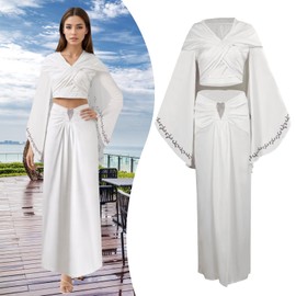Roeutoo Padme Amidala Costume Women Queen Cosplay White Dress Top Skirt Accessories for Adult