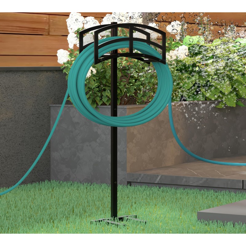 Kingson Heavy-Duty Metal Garden Hose Holder - Detachable & Freestanding