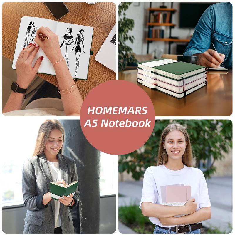 HOMEMARS Notebook, Notebook, Notebook A5 Squared, Notebook A5, Journal Book,
