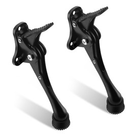 TOKPLNU Kick Down Door Stop, 4 Inch Long KickDown Door Stopper for Floor, Zinc Alloy, Heavy Duty Black Kick Down Door Stay Holder with Rubber Tip & Spring for Patio Outdoor Gate, Keep Door Open