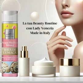 Zweiphasiges Mizellenwasser mit Schneckenschleim, Make-up-Entferner und Anti-Aging-Behandlung. Lady Venezia
