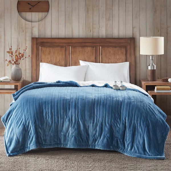 Woolrich Heated Plush to Berber Electric Blanket Throw Ultra Soft