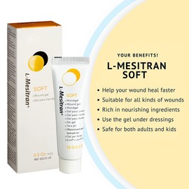 Soft Honey Wound Gel by L-Mesitran Hypoallergenic Medical Grade Ointment with Burn, Soothing - Medical Grade Ingredients for Adults & Elderly 0.5 oz.
