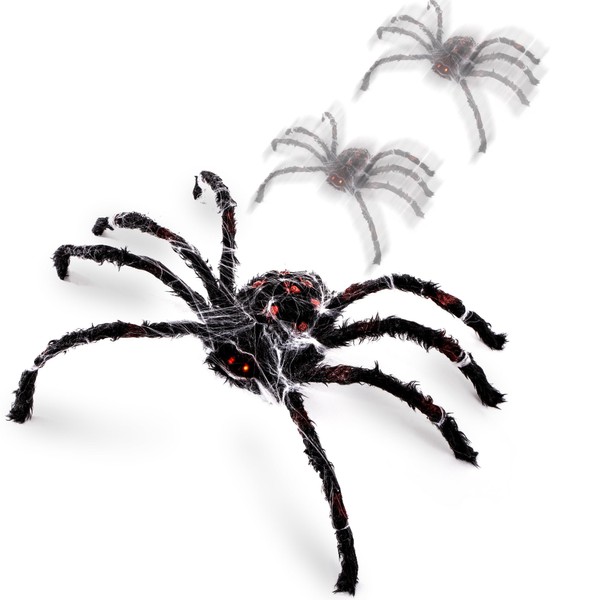 Halloween Animatronics 4 Ft Crawling Spider - 48 inch Animated