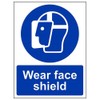 V Safety Wear Face Shield PPE Sign - 150mm x 200mm - 1mm Rigid Plastic