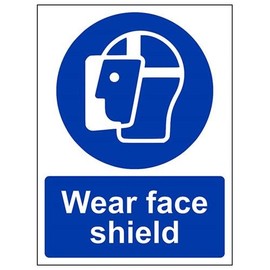 V Safety Wear Face Shield PPE Sign - 150mm x 200mm - 1mm Rigid Plastic
