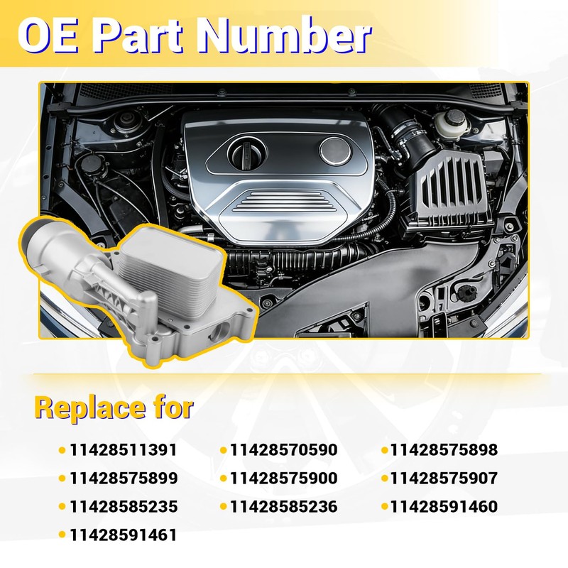 11428585235 Aluminum Engine Oil Cooler Filter Housing Assembly Compatible with