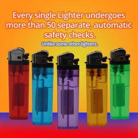 Lot Classic Disposable Lighter Soft Flame Kitchen Lighter - Newly Improve Quality Upgraded, Perfect Strike Every Time - Lighters in Assorted Colors, Pocket Style - Pack of 100