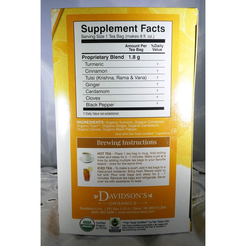 Tea Bag Box 25 Organic, Tulsi Turmeric Ginger