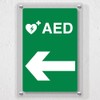 V Safety AED Arrow Left Automated External Defibrillator Acrylic Sign