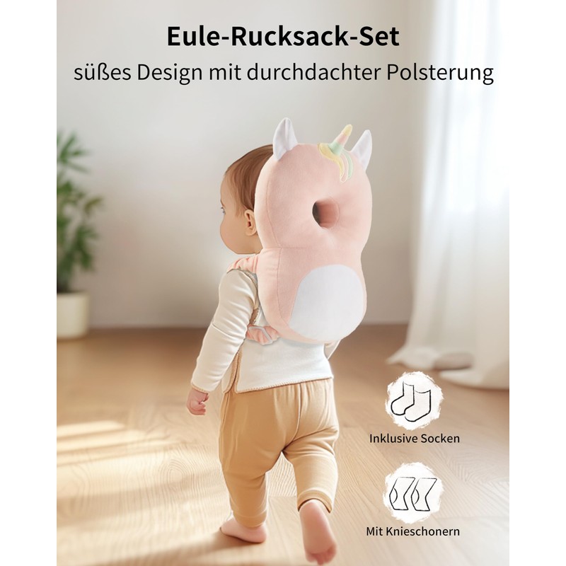 Fortella Baby Head Guard Backpack with Socks and Knee Pads,