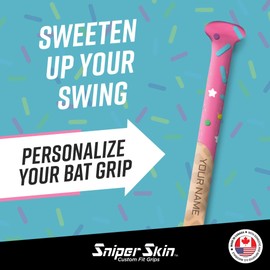 SNIPER SKIN Baseball & Softball Bat Grip - Replacement Bat Grip Wrap - Easy Install, Strong, Waterproof, Tacked for Performance - Ice Cream Blue Cotton Candy
