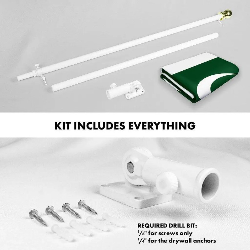 UD_G128 Combo Pack: 6 Ft Tangle Free Spinning Flagpole (White)