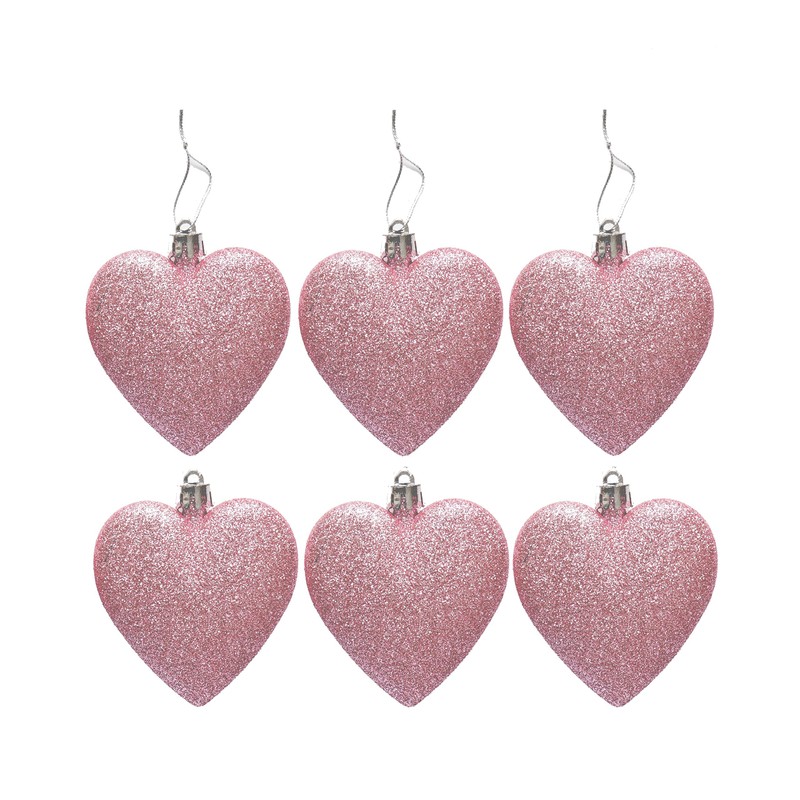 Simply Products 6 Heart Baubles - Great Christmas Tree Decorations,