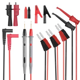 Yubone - Juego de cables de prueba para multímetro, apilable, con pinzas de cocodrilo de 30 A, sonda de mini ganchos, material de silicona suave