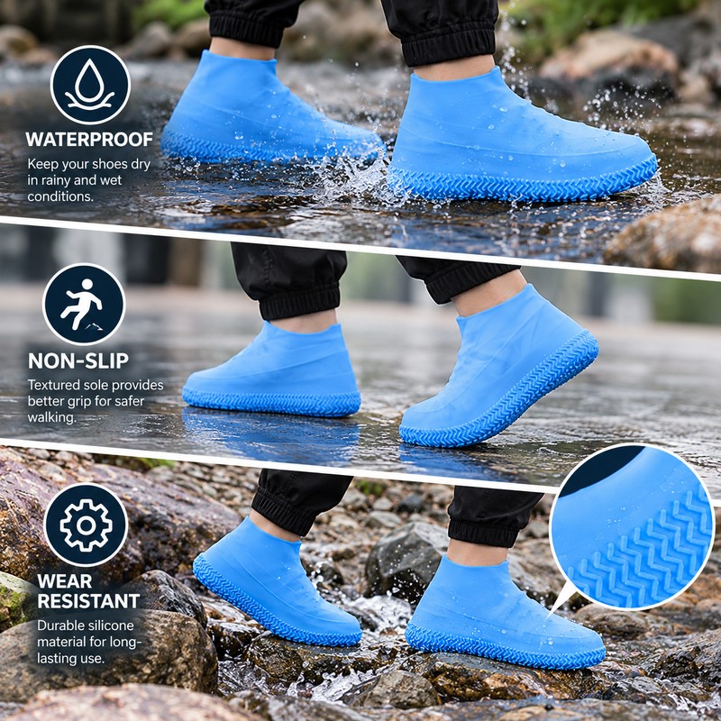 2-4 Pairs Silicone Shoe Covers for Rain & Snow –