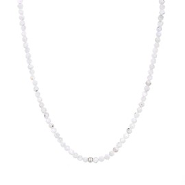 BERGERLIN Genuine Natural Stone Necklace with 925 Sterling Silver Pearl or Gold-Plated Pearl - Filigree Chain with Clasp and Certification of Authenticity, Pearl, Moonstone