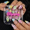 Handmade Press-On Nails 3D Floral Acrylic Almond Fake Nails Artistic