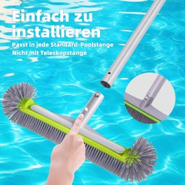 Pool Brush for Foil Pool 17.5 Inches, Pool Brush, Pool Brush for Foil Pool, Pool Cleaning Brush for Swimming Pool Brush Pool, EZ Clip Aluminium Handle, Not with Telescopic Rod
