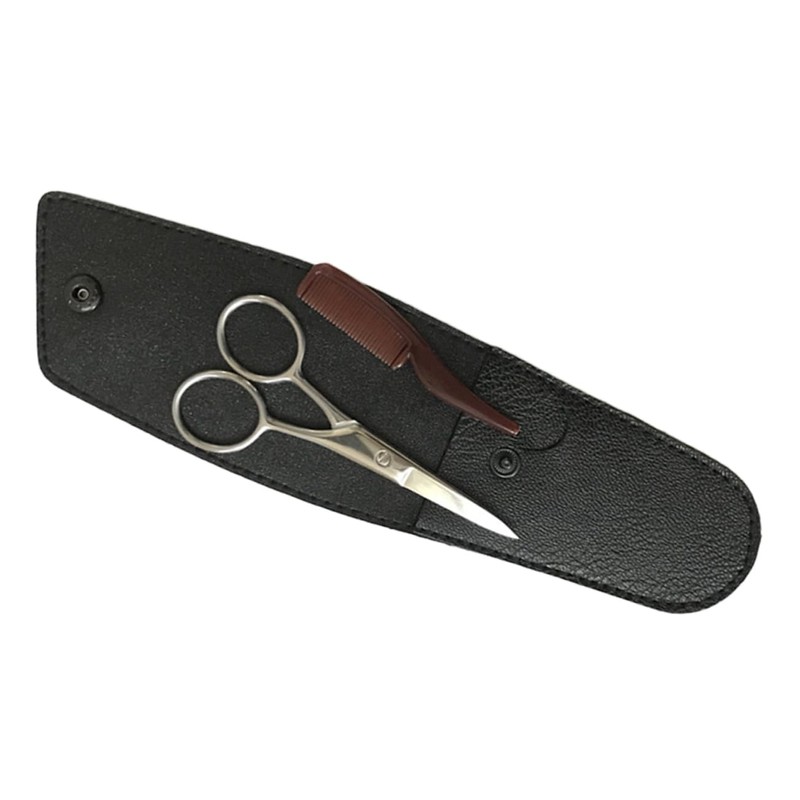 minkissy 2 Sets Professional Beard Shears Scissors Comb Kit Storage