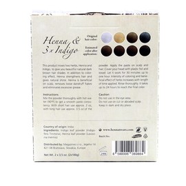 Henna & 3xIndigo Powder - Dark Brown Hair Dye - Fresh & Pure Organic - 200g - Indian Natural Hair Care