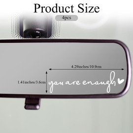 You are Enough Car Stickers and Decals 4Pcs Rearview Mirror Decal Inspirational Rearview Mirror Decals Cute Car Rear View Mirror Sticker for Women Rearview Mirror Accessories Gifts (White)