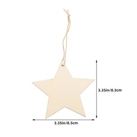 Healifty 50pcs Wooden Star Slices Christmas Decoration Unfinished Wooden Star with Jute Twines Blank Wood Ornaments for Christmas Tree for DIY Rustic Wedding Party Decorations