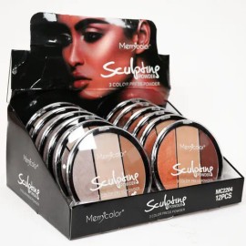 Polvo Iluminador Rubor Bronceador Merrycolor Sculpting Powder 12 Pzas 6 Tonos