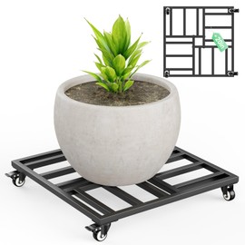 Chewlish 20" Plant Caddy with Wheels, Rolling Metal Plant Stand Holds up to 600 lbs, Square Plant Dolly with Lockable Caster Wheels for Large Planter Pots, Heavy Items, Indoor and Outdoor Use (black)
