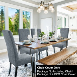 PiccoCasa Stretch Spandex Dining Chair Covers for Dining Chair 4 Pack, Removable Washable Chair Covers for Hotel Party Kitchen Wedding - Slate Blue High Back Chair Seat Slipcovers