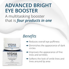 Visha Skincare Advanced Bright Eye Booster - Under Eye Cream for Dark Circles and Puffiness - Anti Wrinkle Eye Cream (0.5oz)