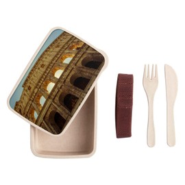 Fabulous Lunch Box with Cutlery White - Ancient Rome/Colosseum Under the Sun/World Heritage - 700ml