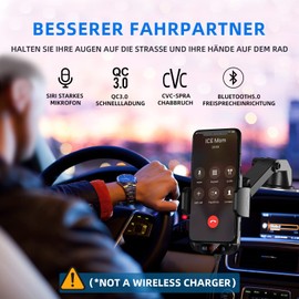 Magift Bluetooth FM Transmitter 3IN1 Bluetooth Car Adapter Phone Holder, 5.3 FM Bluetooth Transmitter[Fast Charging] [Strong Microphone][HiFi Bass Sound], Supports Hands-free Siri Google Assistant