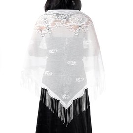 Eigso White Floral Mesh Lace Shawl for Women Wedding Wraps for Woman 1920S Church Wrap