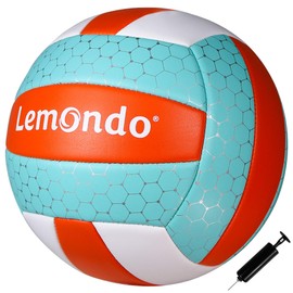 Lemondo Volleyball Größe 5 – Weicher PU-Volleyball mit Pumpe – Indoor & Outdoor – Wasserfest & rutschfest – Für Strand, Halle, Training(mit Pumpe)